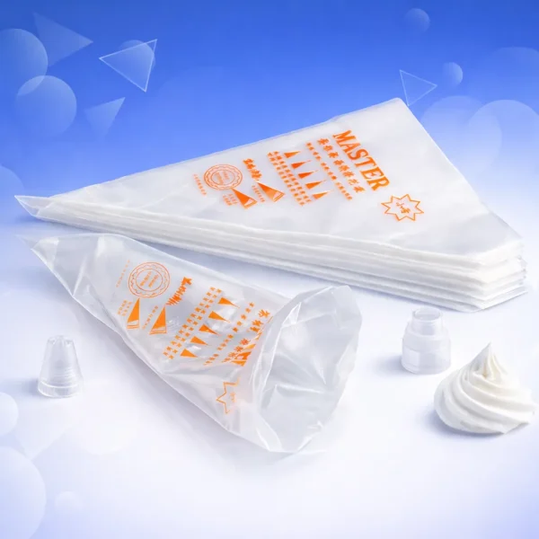 طقم كيس حلواني سيليكون مع أقماع ستانلس ستيل لتزيين الحلويات