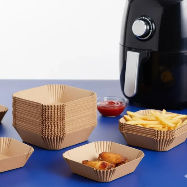 عبوة ورق ايرفراير 50 قطعة بجانب القلاية الهوائية