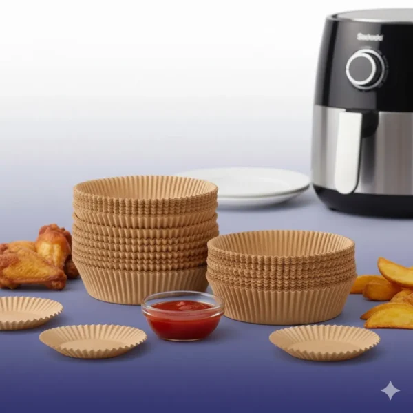 عبوة ورق ايرفراير مربع 50 قطعة بجانب القلاية السوداء