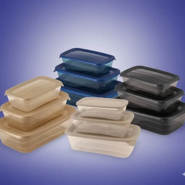 طقم ثلاجه مستطيل 3 قطع بألوان متنوعة أزرق وأسود وذهبي وبيج