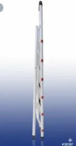 سلم مطبخ معدني 5 درجات أبيض قابل للطي بوضع جانبي