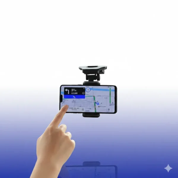 حامل موبايل مرآة السيارة بوضع تثبيت الهاتف الأفقي