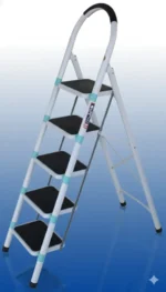 سلم مطبخ 5 درجات مفتوح بوضع الاستعداد مع أرجل مطاطية