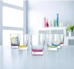 طقم كوب عصير شفاف بقاعدة ملونة موديل استرلينج