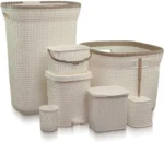 طقم حمام الوطنية راتان لون أبيض كريمي 6 قطع