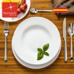 طبق عشاء توليدو أبيض مع قطعة ريحان بلمسة فنية