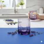 كوب لونا موف مملوء بمشروب بارد مع قطع الثلج في أجواء عصرية.