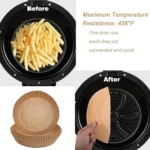 أطعمة متنوعة مطبوخة فوق ورق ايرفراير مثل البيتزا والدجاج