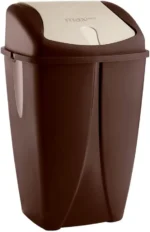 سلة مهملات ماكس بلاست لون بني شوكولاتة بغطاء بيج