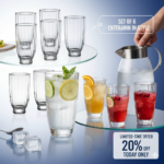 عرض خاص على كاسات العصير والماء الزجاجية