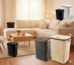 سبت غسيل هيرو بلاستيك بالغطاء لون كريمي موديل 2026 في غرفة معيشة عصرية