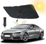 مقارنة درجة حرارة مقصورة السيارة قبل وبعد استخدام مظلة واقية من الشمس للسيارة بنظام التبريد الفعال