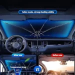 مظلة واقية من الشمس للسيارة مثبتة على الزجاج الأمامي من الخارج لتوضيح انعكاس أشعة الشمس القوية