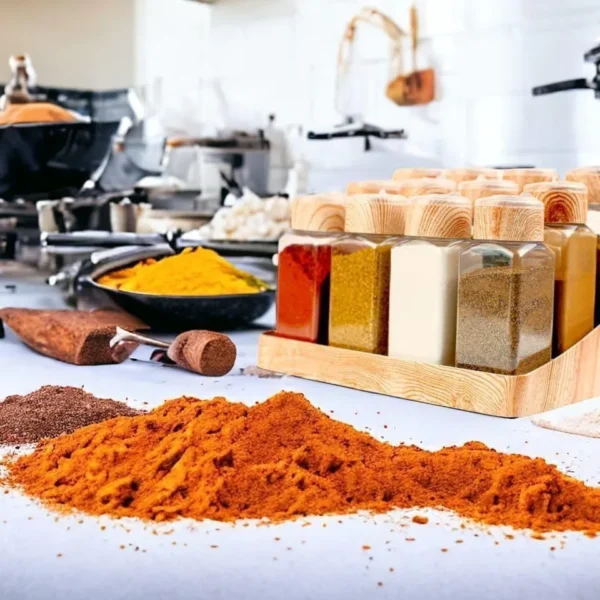 طقم توابل خشب 12 قطعة مع حامل بتصميم مودرن ومنظم للمطبخ العصري