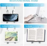 ستاند لاب توب متعدد الاستخدامات للهواتف، التابلت، اللابتوب حتى 15.6 إنش، والكتب