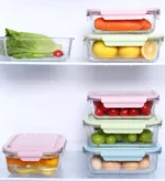 علب ثلاجه زجاجية لحفظ الجزر والليمون.