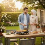 الشواية الكهربائية اكاي في جلسة عائلية خارجية