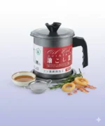 تصفية الزيت الساخن مباشرة من المقلاة إلى وعاء مصفاة زيت للمطبخ مع فلتر ستانلس