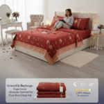 طقم سرير كبير مطرز باللون العنابي الفاخر لغرف النوم المودرن