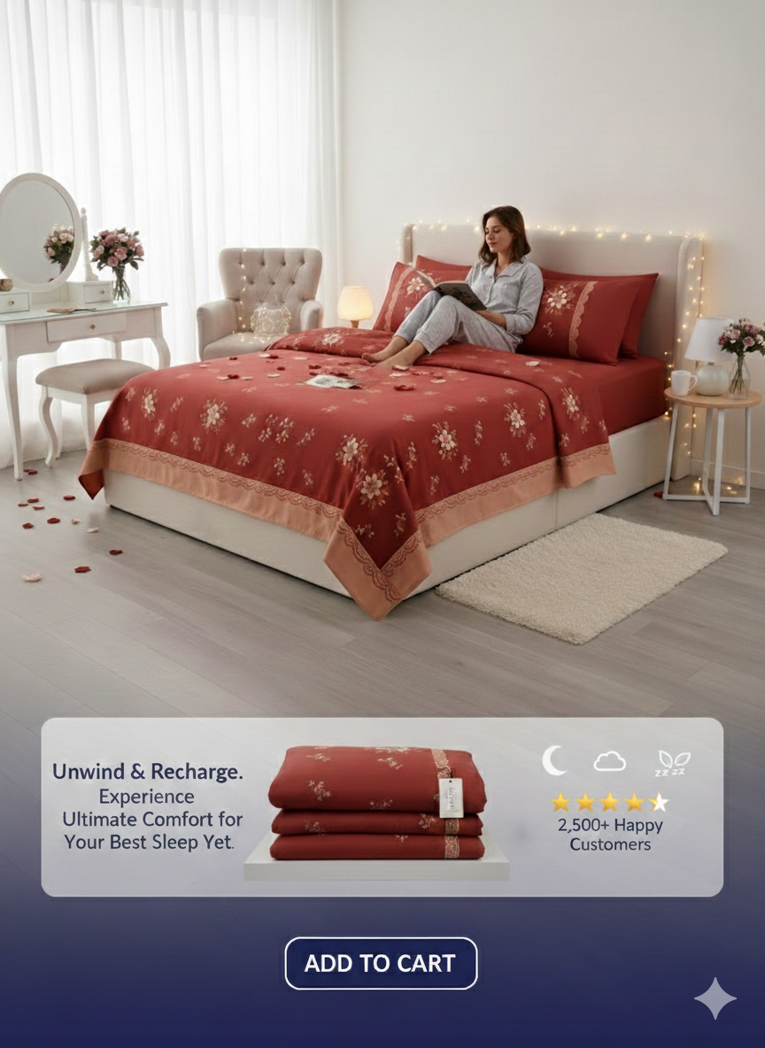 طقم سرير كبير مطرز طقم سرير كبير مطرز باللون العنابي الفاخر لغرف النوم المودرن