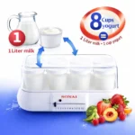 ماكينة صنع الزبادي سوناى الأصلية باللون الأبيض مع 8 أكواب زجاجية في السويس