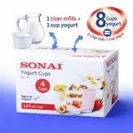 طقم 4 قطع أكواب ماكينة زبادي زجاجية أصلية مع أغطية بلاستيكية محكمة الغلق في السويس