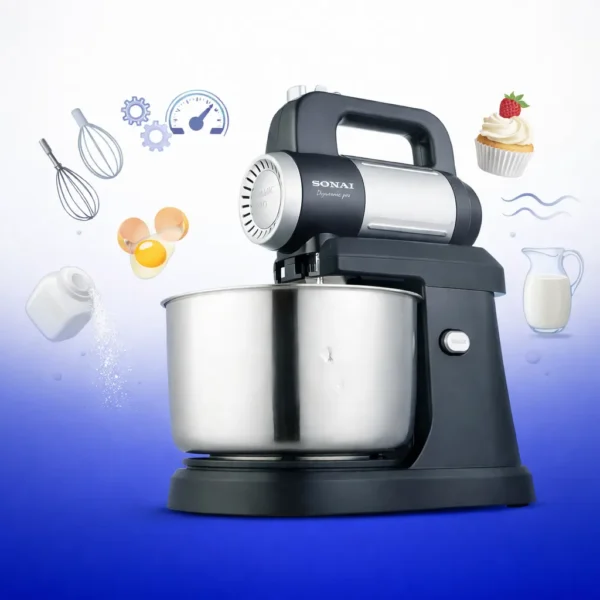 عجان سوناي دايناميك SH-M800 باللون الأبيض مع الحلة الدوارة ومضرب كهربائي مثبت في السويس