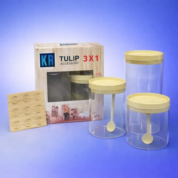 طقم توابل تيولب 3 قطعة بلاستيك شفاف