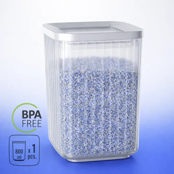 علبة اكريلك خزين 800 مل مضلعة بلاستيك صحي