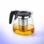 براد زجاج مقاوم للحرارة 900 مل بمصفاة ستانلس ستيل