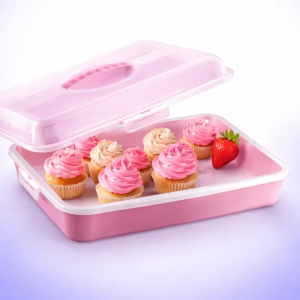 حافظة كيك لمسة المستطيلة لحفظ الكب كيك