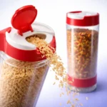 علبة بلاستيك تخزين بفتحة صب منزلقة للحبوب