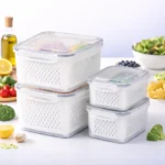 طقم ثلاجة دبل درين 4 قطع شفاف بلاستيك صحي