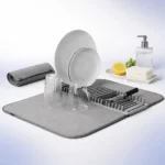 صفاية اطباق بلاستيك بيضاء قابلة للطي لتجفيف المواعين