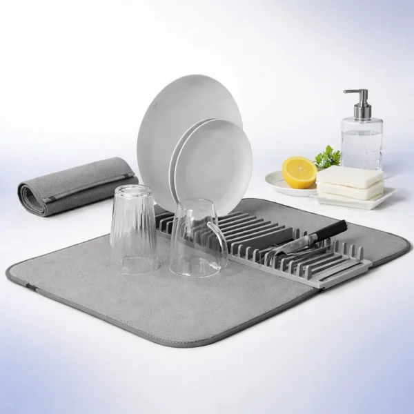 صفاية اطباق بلاستيك بيضاء قابلة للطي لتجفيف المواعين