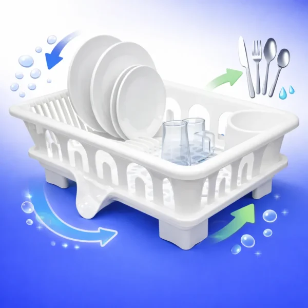 مطبقية مطبخ بلاستيكية بيضاء مع قاعدة تصريف مياه