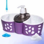 موزع صابون سائل للمطبخ مع حامل إسفنجة مدمج باللون الرمادي