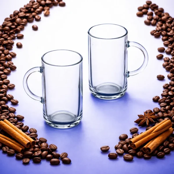 طقم مجات زجاج باشابتشي Iconic محاط بحبات البن وأعواد القرفة