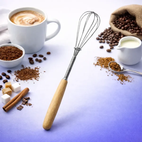 مضرب نسكافية يدوي ومضرب بيض صغير من الاستانلس ستيل بنظام الضغط