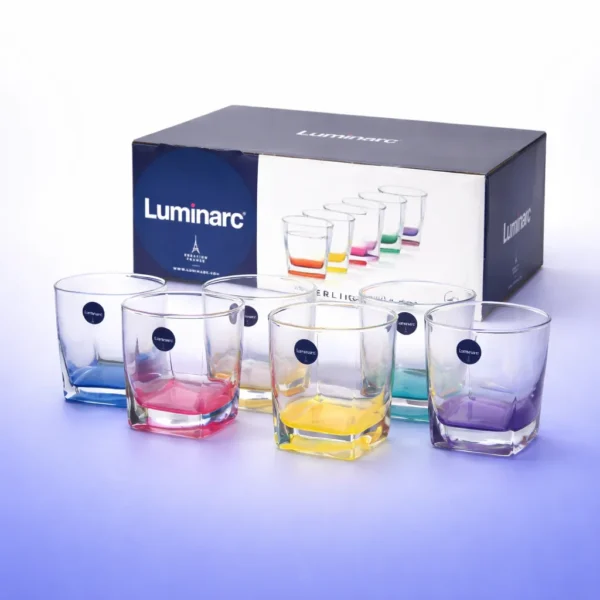 كاسات لومينارك Sterling Rainbow ملونة بوضعية العرض