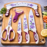 نقشة الشمس على نصال طقم سكاكين العربي مول لمنع التصاق الطعام