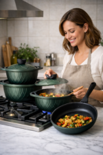 حلة جرانيت خضراء أثناء الطهي من العربي مول