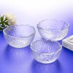 glass bowl set طقم بول زجاج شفاف بتصميم متموج للتقديم