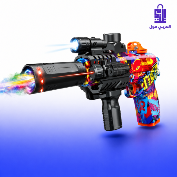 مسدس كرات جل مع كشاف جانبي وليزر احمر وفوهة مضيئة بتأثير الدخان