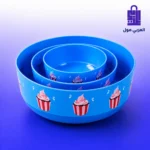 طقم بولات بلاستيك متداخلة بتصميم أزرق مزين برسومات كب كيك مبهجة