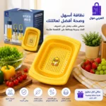 صفاية حوض سيليكون لطيفة بتصميم بطوط مع عبوة المنتج على رخامة المطبخ