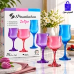 طقم كاسات زجاج ملون باشاباهتشي توليب (Paşabahçe Tulipe) 18 قطعة