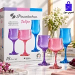 ⁦طقم كاسات زجاج ملون باشاباهتشي توليب (Paşabahçe Tulipe) 18 قطعة⁩ - الصورة ⁦3⁩